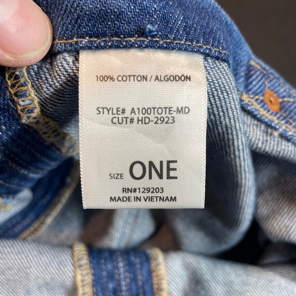 HIDDEN Denim Jean Tote Bag Blue One Size Cotton Embroidered Logo Y2K - Picture 4 of 9